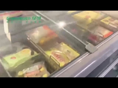 শীর্ষ গ্লাস স্লাইডিং দরজা মোবাইল ডিপ চেস্ট ফ্রিজার একক তাপমাত্রা দ্বীপ প্রদর্শন ফ্রিজার