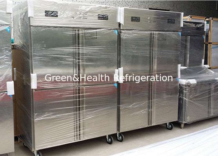 রেস্তোঁরা রান্নাঘরের জন্য স্বয়ংক্রিয় ডিফ্রস্ট এবং এলইডি আলো সহ বাণিজ্যিক স্টেইনলেস স্টিলের রিচ-ইন ফ্রিজার