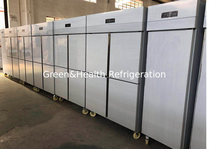 রেস্তোঁরা রান্নাঘরের জন্য স্বয়ংক্রিয় ডিফ্রস্ট এবং এলইডি আলো সহ বাণিজ্যিক স্টেইনলেস স্টিলের রিচ-ইন ফ্রিজার