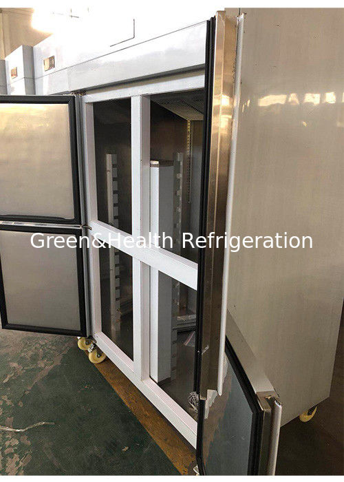 রেস্তোঁরা রান্নাঘরের জন্য স্বয়ংক্রিয় ডিফ্রস্ট এবং এলইডি আলো সহ বাণিজ্যিক স্টেইনলেস স্টিলের রিচ-ইন ফ্রিজার