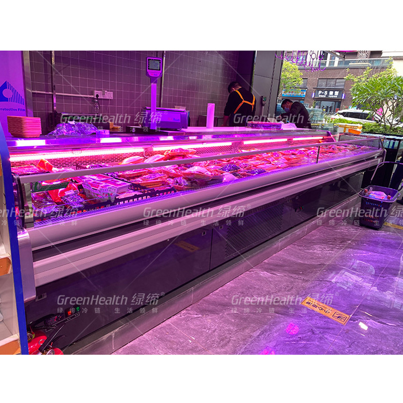 LED হালকা মাংস প্রদর্শন ফ্রিজার স্টেইনলেস স্টীল অভ্যন্তর স্বয়ংক্রিয় ডিফ্রস্ট -2 ~ 8 সি