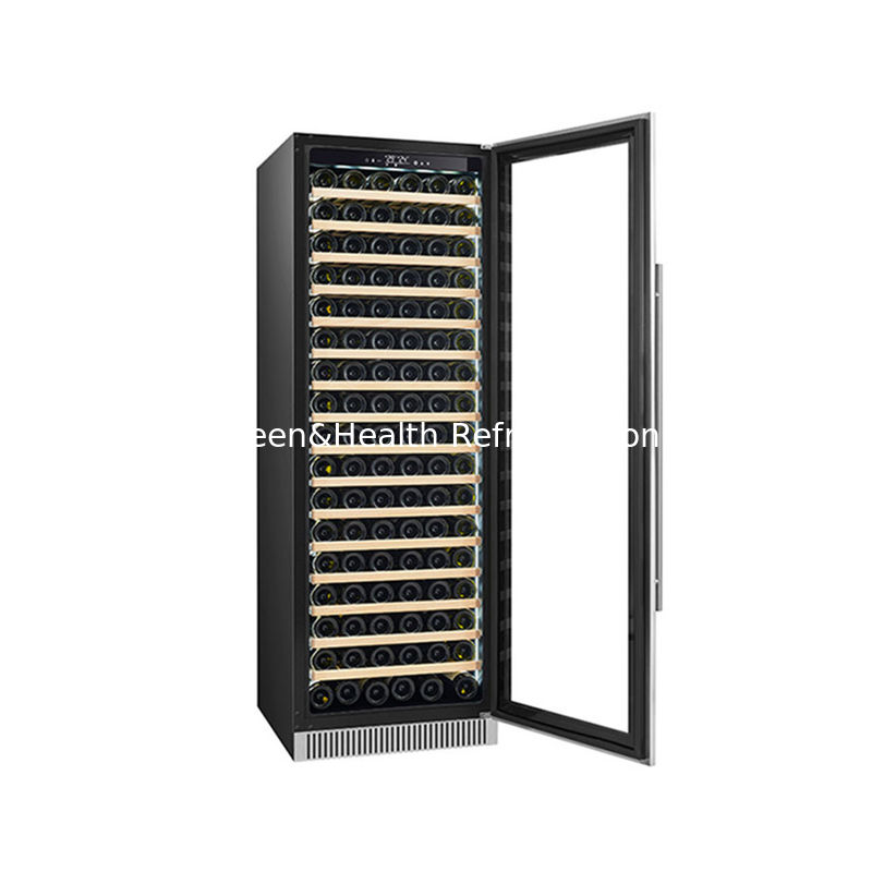 ইটিএল শংসাপত্র 60 বোতল ডুয়াল জোন ইলেকট্রিক ওয়াইন কুলার কাঠের তাক কালো সঙ্গে