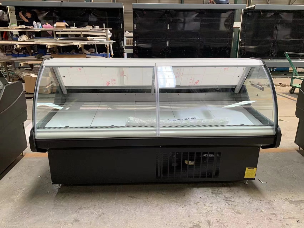 220/50hz ভোল্টেজ গ্যাস R404a রান্না করা খাদ্য প্রদর্শন শোকেস মাংস প্রদর্শন ক্যাবিনেট