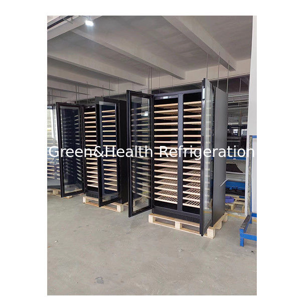 ইটিএল শংসাপত্র একক / ডাবল ডোর বিচ কাঠের তাক গ্লাস ডোর রেড ওয়াইন স্টোরেজ ফ্রিজার