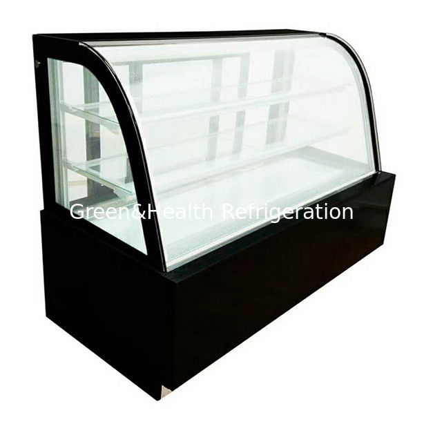 বাণিজ্যিক ব্যবহারের জন্য একাধিক তাক সহ বাঁকা কাঁচের স্টেইনলেস স্টিলের কেক ডিসপ্লে ফ্রিজার