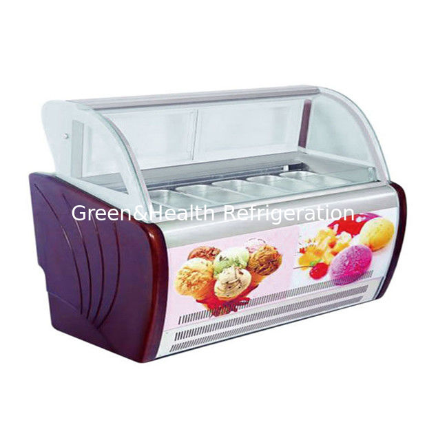 অ্যাডজাস্টেবল থার্মোস্ট্যাট স্টেইনলেস স্টিল প্যান এবং R404a রেফ্রিজারেন্ট সহ বাণিজ্যিক আইসক্রিম ডিসপ্লে ফ্রিজার