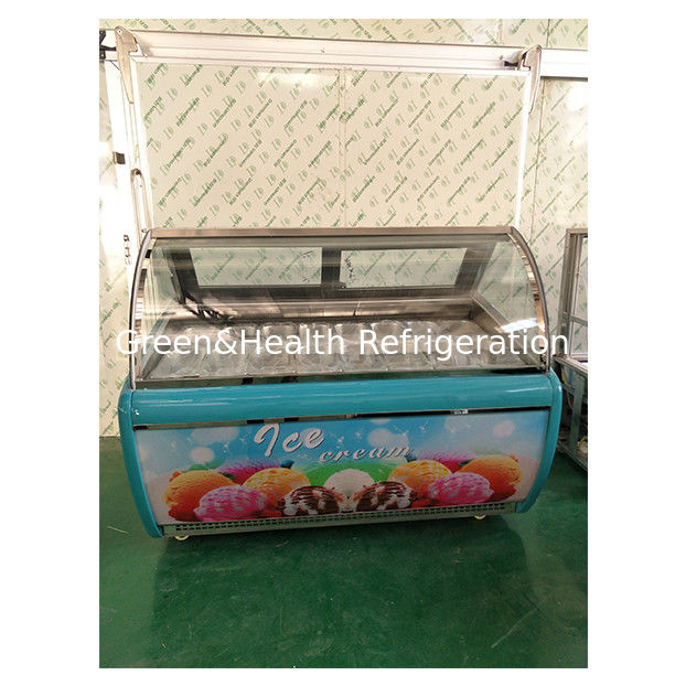 কারখানার সরাসরি বাঁকা গ্লাস 16 ট্রে আইসক্রিম ডিসপ্লে ফ্রিজার সামঞ্জস্যযোগ্য থার্মোস্ট্যাট সহ
