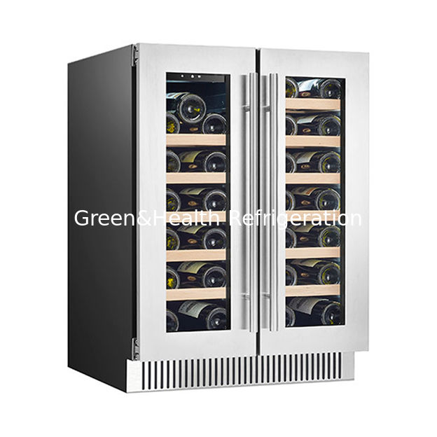 ইটিএল শংসাপত্র কারখানার সরাসরি বিক্রয় 68 বোতল ওক ল্যামিনেটেড রেড ওয়াইন রেফ্রিজারেটেড ডিসপ্লে রেড ওয়াইন ফ্রিজার
