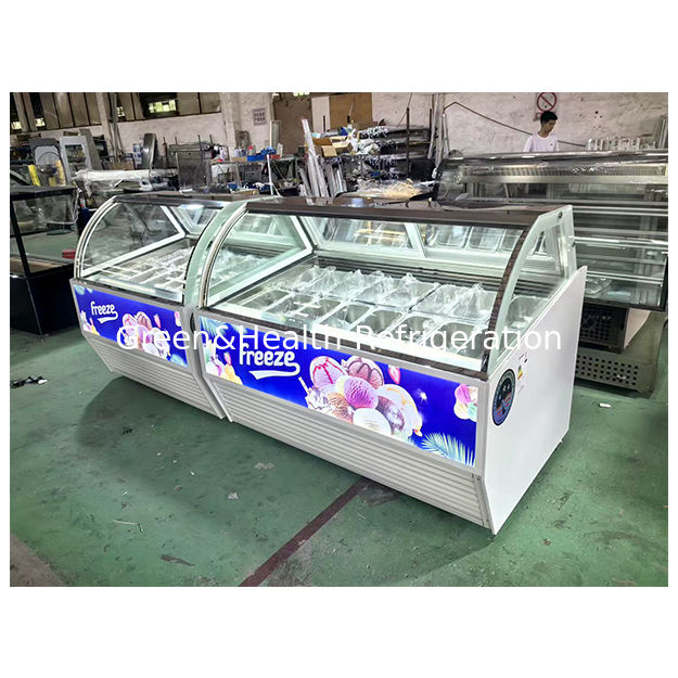 আইসক্রিম শপ/সুপারমার্কেটগুলি আইসক্রিম প্রদর্শনের জন্য স্টোরেজ রেফ্রিজারেশন ব্যবহার করে ডিসপ্লে রেফ্রিজারেটর