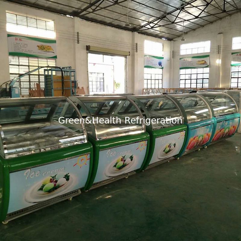 আইসক্রিমের দোকান জন্য 12 প্যান ধূসর রঙের ইতালিয়ান গ্লোটো ডিসপ্লে ফ্রিজার