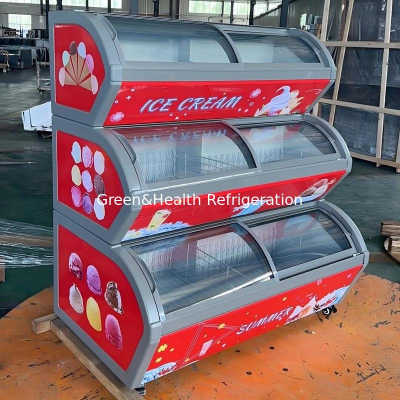 3 Layers freezer Optional Logo Advertising Ice Cream Freezer For shop