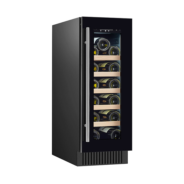 ETL সার্টিফিকেট উল্লম্ব একক দরজা 18 বোতল রেড ওয়াইন রেফ্রিজারেটেড স্টোরেজ ডিসপ্লে ফ্রিজার