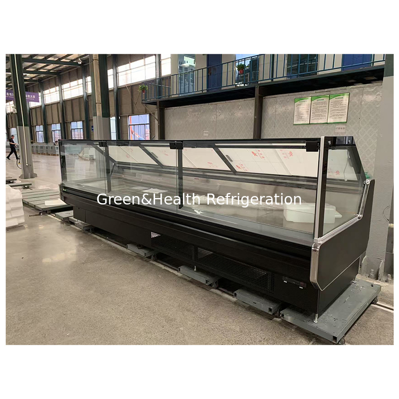 Large Commercial Horizontal Static Cooling Design With Evaporator Gravity Service Counter Meat Beef Display Freezer