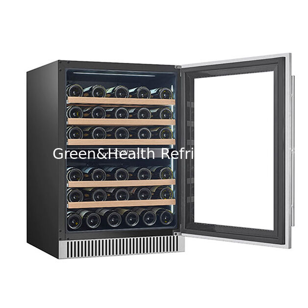 Vertical High-End Single Door Multi Beech Wood Shelf Red Wine Refrigerated Storage Freezer