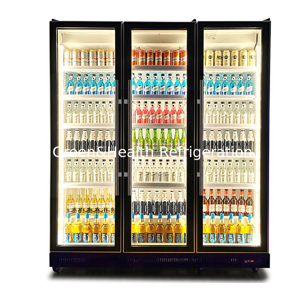 Three Defogging Glass Doors With Adjustable Multiple LED Lights For Beverage Refrigeration