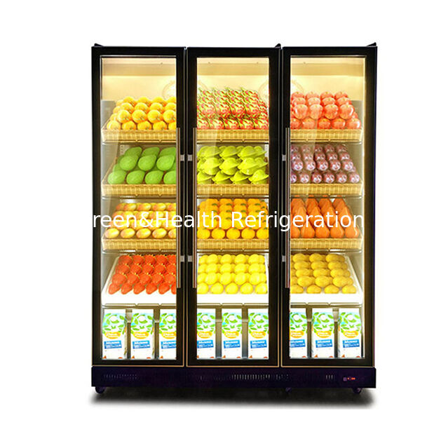 Three Defogging Glass Doors With Adjustable Multiple LED Lights For Beverage Refrigeration