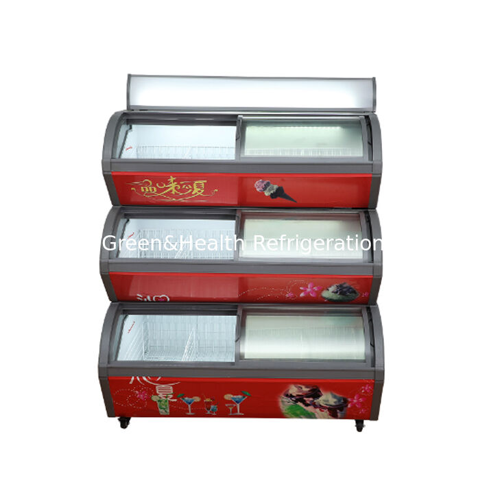স্টেইনলেস স্টীল প্যান এবং R404a রেফ্রিজারেন্ট সহ বাণিজ্যিক 3 স্তরের আইসক্রিম ডিসপ্লে ফ্রিজার