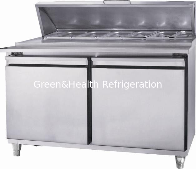 Stainless Steel Commercial Kitchen Worktable Pizza Salad Freezer Table Refrigerator For Industrial Hotel / Restaurant