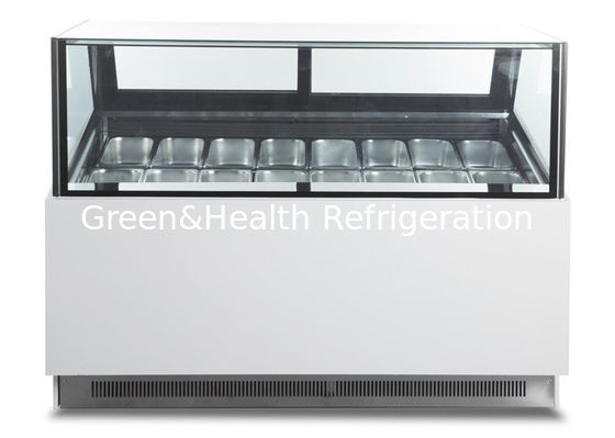 স্কয়ার গ্লাস -22 ডিগ্রী আইসক্রিম ডিসপ্লে শোকেস 16 জেলটোর জন্য স্বাদ