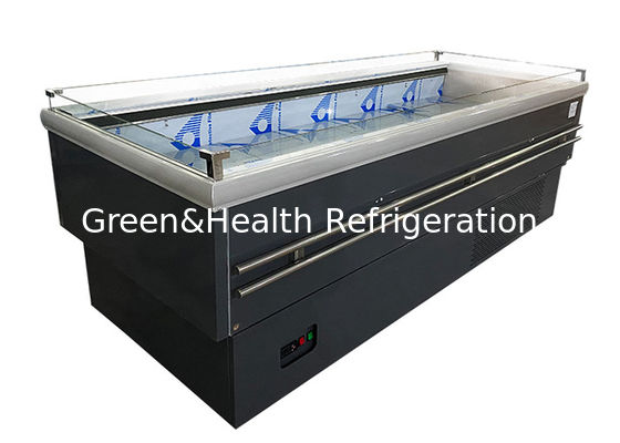 দোকানের জন্য বড় শীতল সরঞ্জাম বাণিজ্যিক প্রদর্শন আইল্যান্ড ফ্রিজার খোলা শীর্ষ