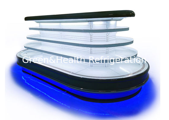 সুপারমার্কেট ফল সবজির জন্য বাণিজ্যিক মাল্টিডেক রাউন্ড আইল্যান্ড ডিসপ্লে চিলার