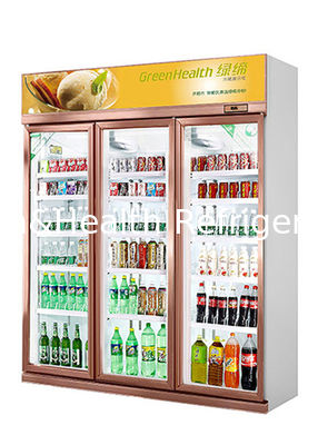 সেলফ রিবাউন্ড গ্লাস ডোর সহ সুপারমার্কেট বেভারেজ ডিসপ্লে চিলার