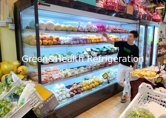 দোকানের জন্য 3600W কম শব্দ বাণিজ্যিক প্রদর্শন ফ্রিজার মাল্টিডেক খোলা পানীয় দুধ প্রদর্শন ফ্রিজ