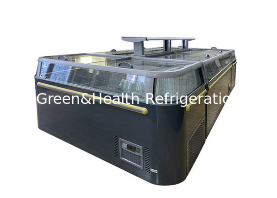 -18~-22℃ কমার্শিয়াল সুপারমার্কেট আইল্যান্ড ফ্রিজার স্লাইডিং গ্লাস ডোর ফ্রোজেন আইল্যান্ড কম্বাইন ফ্রিজার