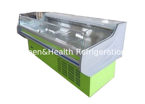 মাছের মাংস সমুদ্রের খাবার প্রদর্শনী টেবিল রেফ্রিজারেটর সুপারমার্কেটের জন্য প্রদর্শনী ফ্রিজার অনুভূমিক