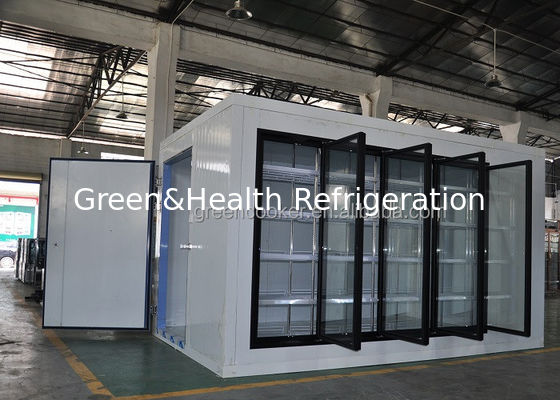 সুপারমার্কেট রেফ্রিজারেশন গ্লাস দরজা সহ শীতল স্টোরেজ রুম 8500L ওয়াক ইন কুলার ব্লাস্ট ফ্রিজার
