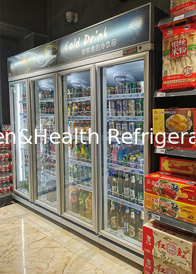 ছোট বাজারের জন্য ডাবল ডোর উল্লম্ব গ্লাস ডিসপ্লে রেফ্রিজারেটর