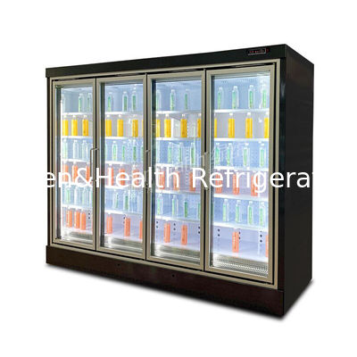ফ্যান কুলিং অটো স্প্রিং ব্যাক গ্লাস ডোর উল্লম্ব ফ্রিজার মার্কেন্ডাইজার ফ্রিজ