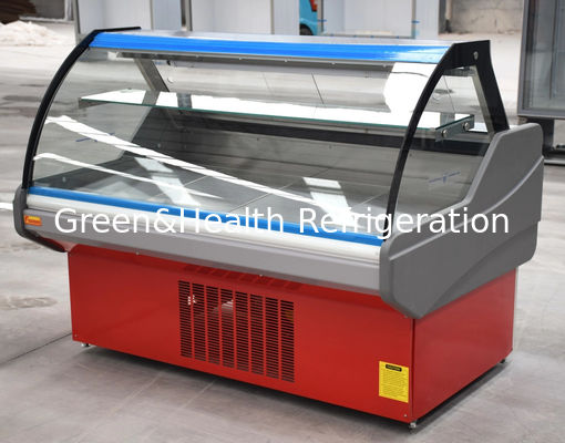 বাঁকা গ্লাস ডেলি মাংস ডিসপ্লে রেফ্রিজারেটর রেড মাংস সেবা কেস