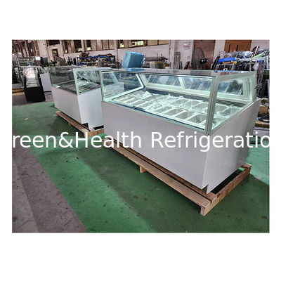 বাঁকা/ডান কোণযুক্ত গ্লাস স্টেইনলেস স্টীল আইসক্রিম ডিসপ্লে ফ্রিজার ফ্রিজ