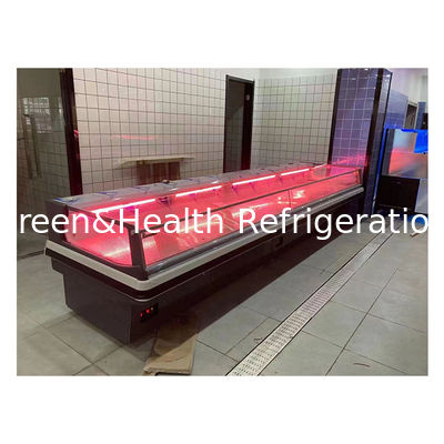 2.5 মিটার গাঢ় ধূসর অনুভূমিক ইউরোপীয় স্টাইল তাজা মাংস সঞ্চয় প্রদর্শন সুপারমার্কেট তাজা মাংস ফ্রিজার