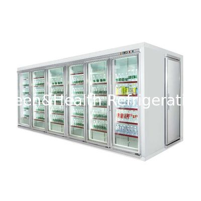 মাংস এবং উদ্ভিজ্জের জন্য ডিসপ্লে শেল্ফ সহ রেফ্রিজারেটেড গ্লাস ডোর ডিসপ্লে চিলার / ওয়াক ইন ব্লাস্ট ফ্রিজার