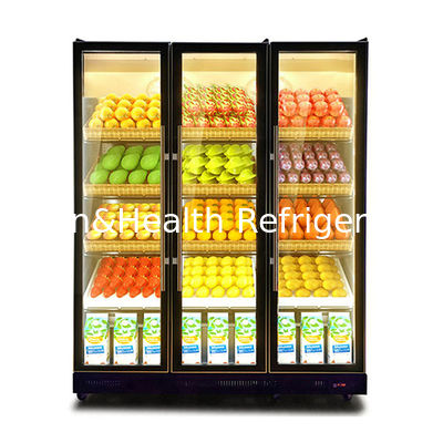 বাণিজ্যিক তিনটি কাঁচের দরজা একাধিক এলইডি লাইট বেভারেজ রেফ্রিজারেশন ডিসপ্লে ফ্রিজার