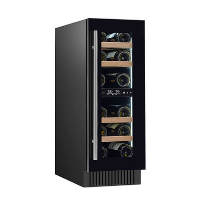 68 বোতল ধারণক্ষমতা ডাবল তাপমাত্রা অঞ্চল কাঠের তাক উপাদান ওয়াইন প্রদর্শন কুলার