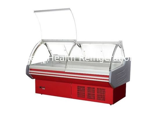 উল্টানো উপরে কাচ গ্লাস দরজা ডেলি প্রদর্শন রেফ্রিজারেটর / মাংস প্রদর্শন চিলার