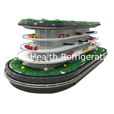 সুপারমার্কেট ডিসপ্লের জন্য স্বয়ংক্রিয় ডিফ্রস্ট এলইডি আলো এবং শক্তি সাশ্রয়ী বাণিজ্যিক মাল্টিডেক খোলা চিলার