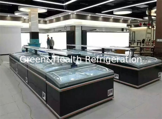 ব্ল্যাক কমার্শিয়াল ডিসপ্লে ফ্রিজার স্ট্যাটিক কুলিং সিস্টেম শেল্ফ অ্যাডজাস্টেবল