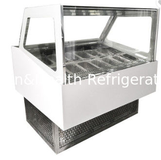 হার্ড আইসক্রিম ডিসপ্লে ফ্রিজার / পপসিকল বালতি প্যানগুলি গেলাটো কালার স্টিল প্রদর্শন করে