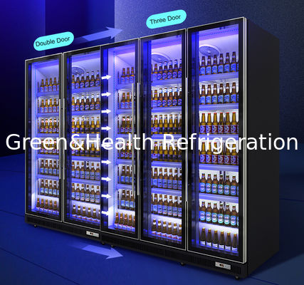 পেপসি / দুধ / বিয়ারের জন্য গ্লাস ডোর সহ চাকা সহ অটো ডিফ্রস্ট বাণিজ্যিক খাঁটি ফ্রিজার