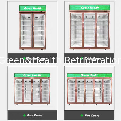 R134 খাড়া সুপারমার্কেট বাণিজ্যিক গ্লাস ডোর রেফ্রিজারেটর