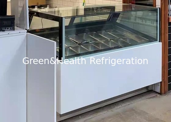 -22 ডিগ্রি 16 প্যান জেলটো ডিসপ্লে স্কুপ আইসক্রিম ডিসপ্লে ফ্রিজার