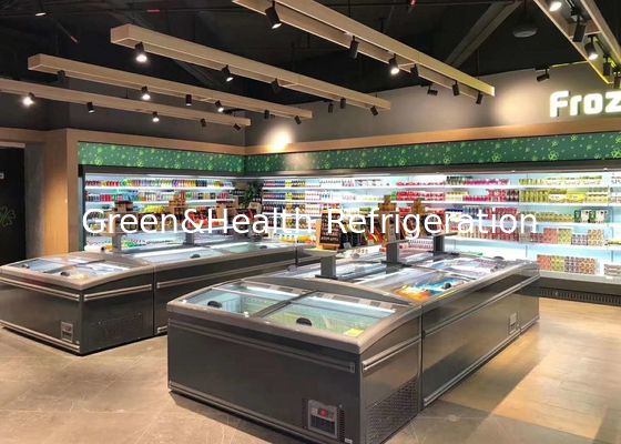 ফ্রোজেন ফুড স্লাইডিং ডোর কমার্শিয়াল ডিসপ্লে ফ্রিজার কম্বো আইল্যান্ড ফ্রিজার