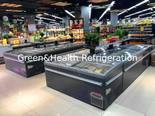 স্লাইডিং ঢাকনা সহ সুপারমার্কেট মাংস এবং মাছ দ্বীপ প্রদর্শন ফ্রিজার